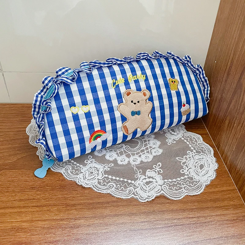 Милые Носки с рисунком медведя из мультика плотной ткани в шотландскую клетку