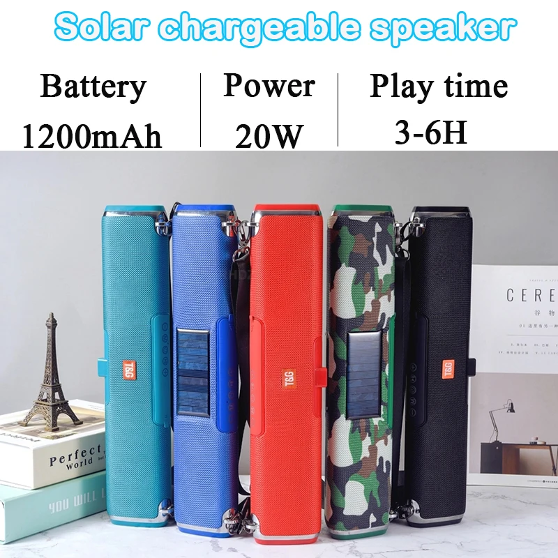 Sound bar Solar Power charge Portable Bluetooth Speaker Column Music Center  Boombox waterproof Home Theater Handsfree FM TF AUX