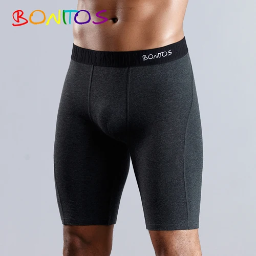 B7 Grey BONITOS, Длинные боксеры, шорты, трусы, мужское нижнее белье, мужские боксеры, мужское нижнее белье, натуральный хлопок, удобные, мягкие, Топ бренд, высокое качество - Color: B7 Grey