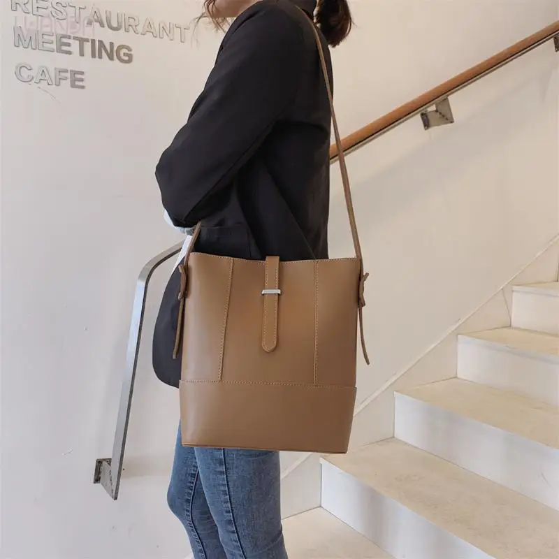 Модная женская сумка через плечо универсальное ведро простой стиль