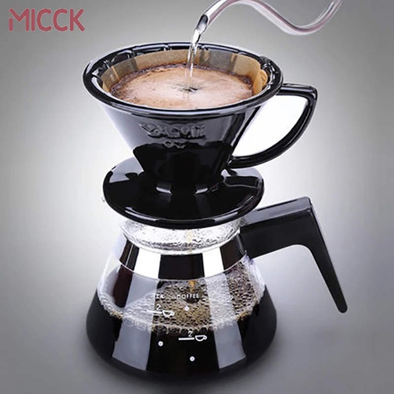 MICCK 1 комплект V60 стеклянный кофейник Кофеварка с фильтром портативный