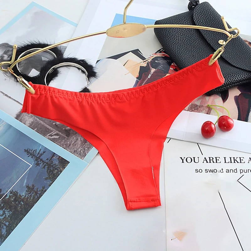 Шелковые сексуальные женские стринги бесшовные трусики женское нижнее белье