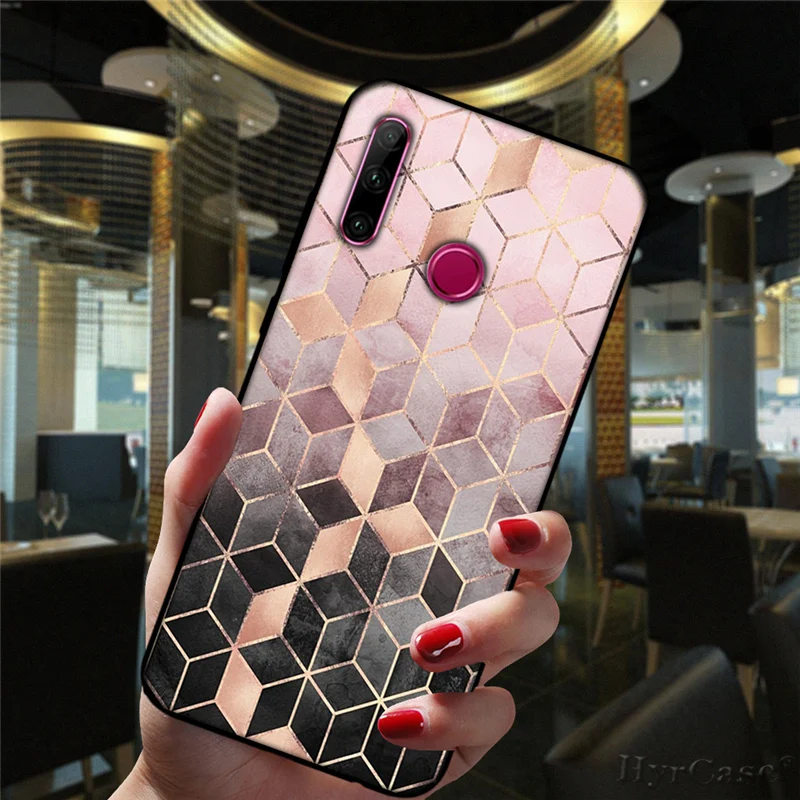 Marble Geometric Art Black Phone Case For Huawei Honor 10i 20i 30i 9 10 20 30 10X Lite Pro 9X 8X 8C Soft Silicone Cover huawei waterproof phone case