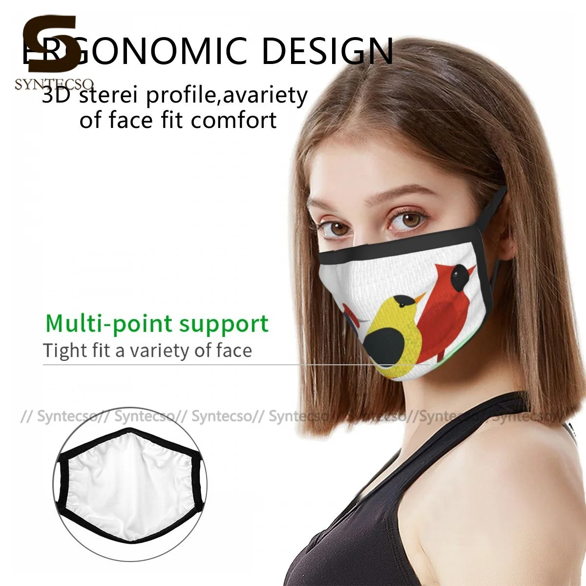 

Goldfinch Face Mask Print Reuse Fashion Adults Polyester Facial Mouth Mask