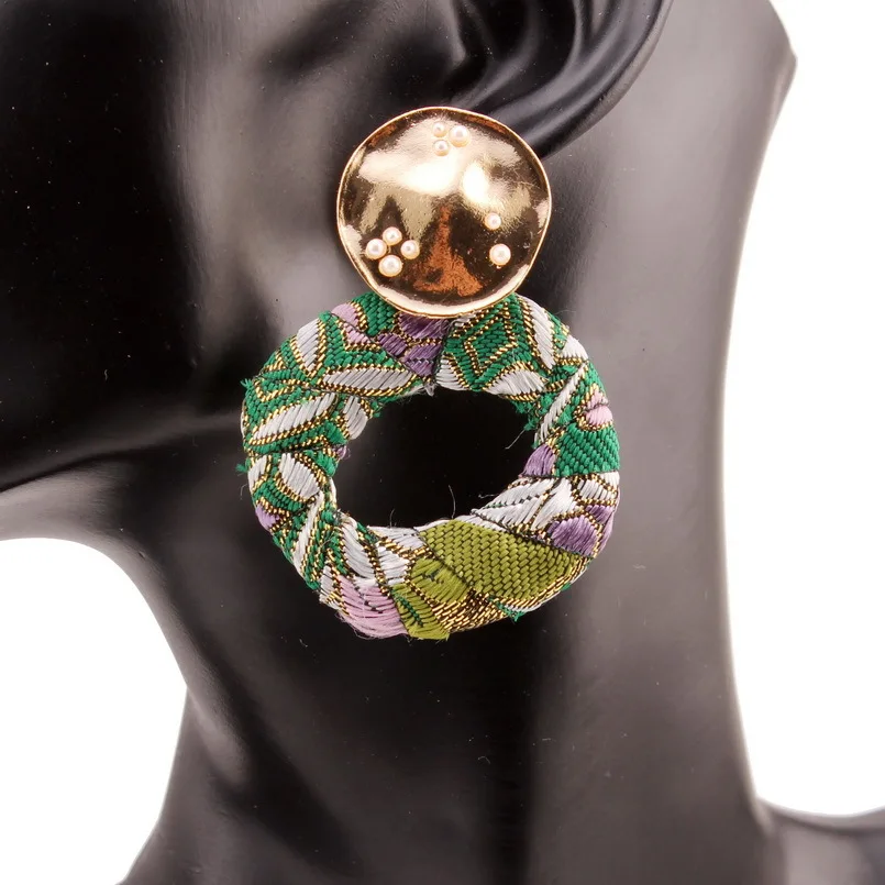 Женские богемные серьги Florosy золотистые круглые этнические на пуговицах