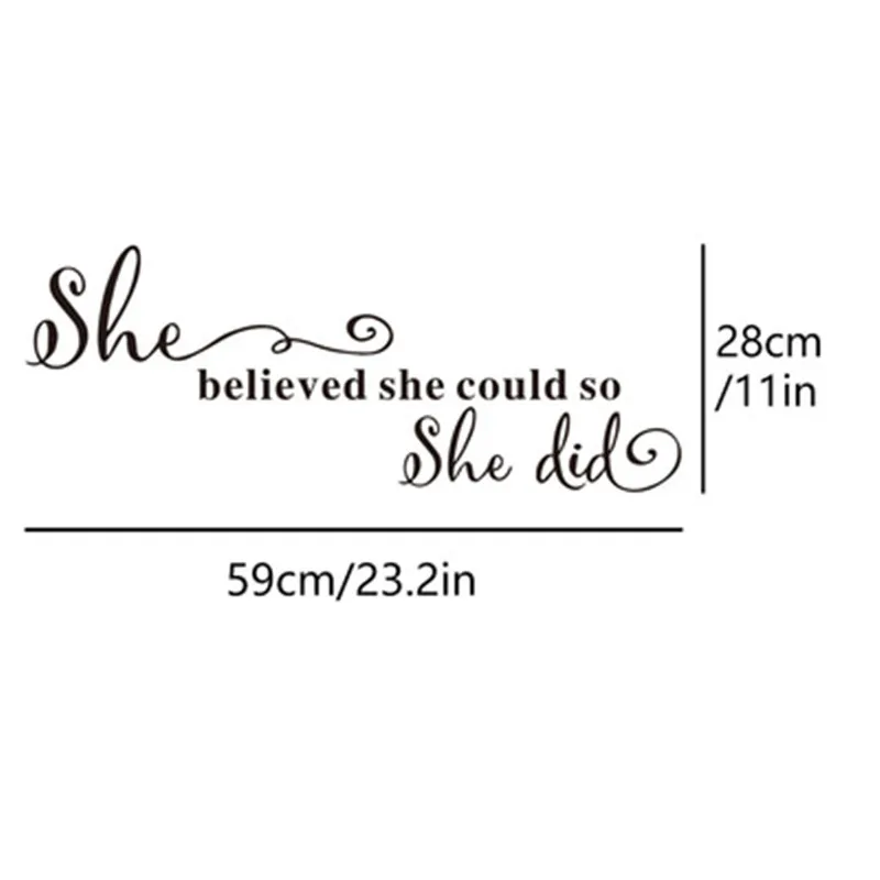 

She Believed She Could So She Did Motivational Quotes Wall Stickers Inspirational Phrases Quotes Decals For Girls Bedroom Decor