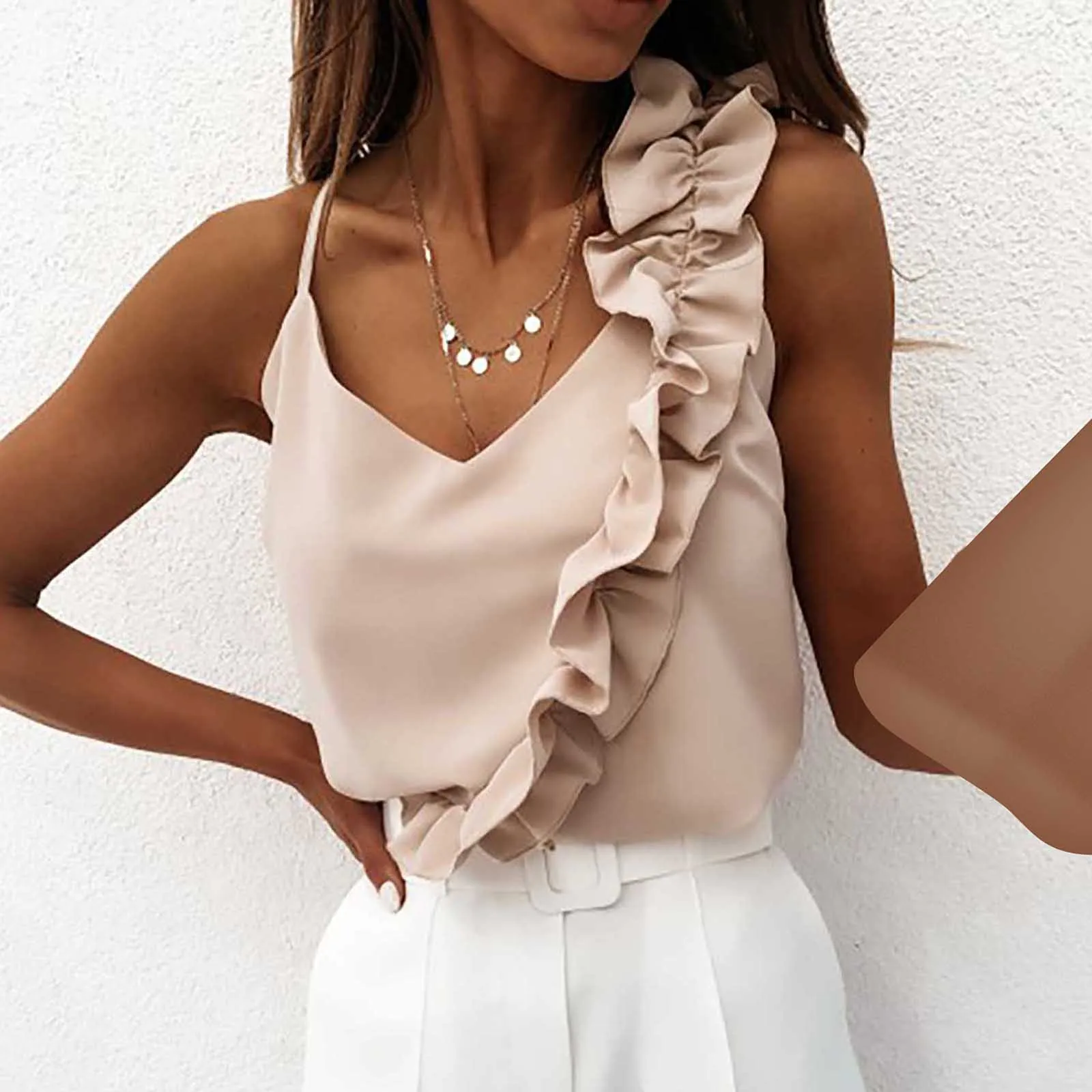 

Женская футболка без рукавов, с V-образным вырезом