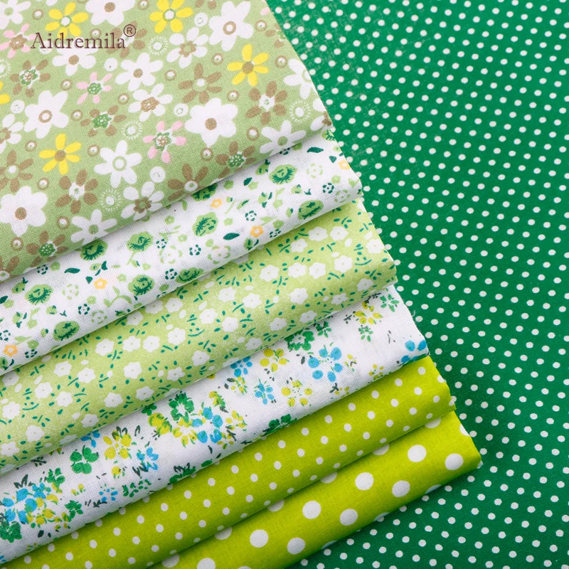 

Green Series Printed Thin Plain Cotton Fabric Patchwork For DIY Quilting& Sewing,Handicraft Needwork Bundle Tissue Tela Material