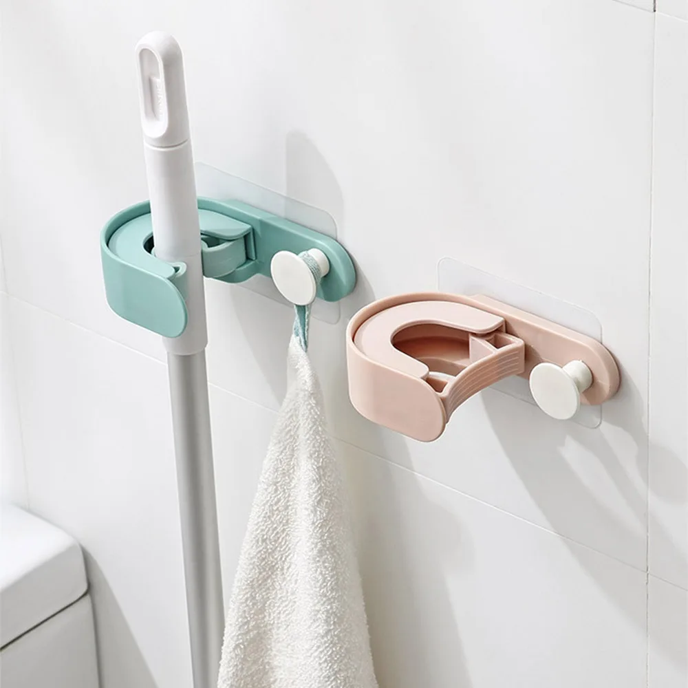 Новая настенная стойка для хранения швабры и метлы Полка полотенец в горошек