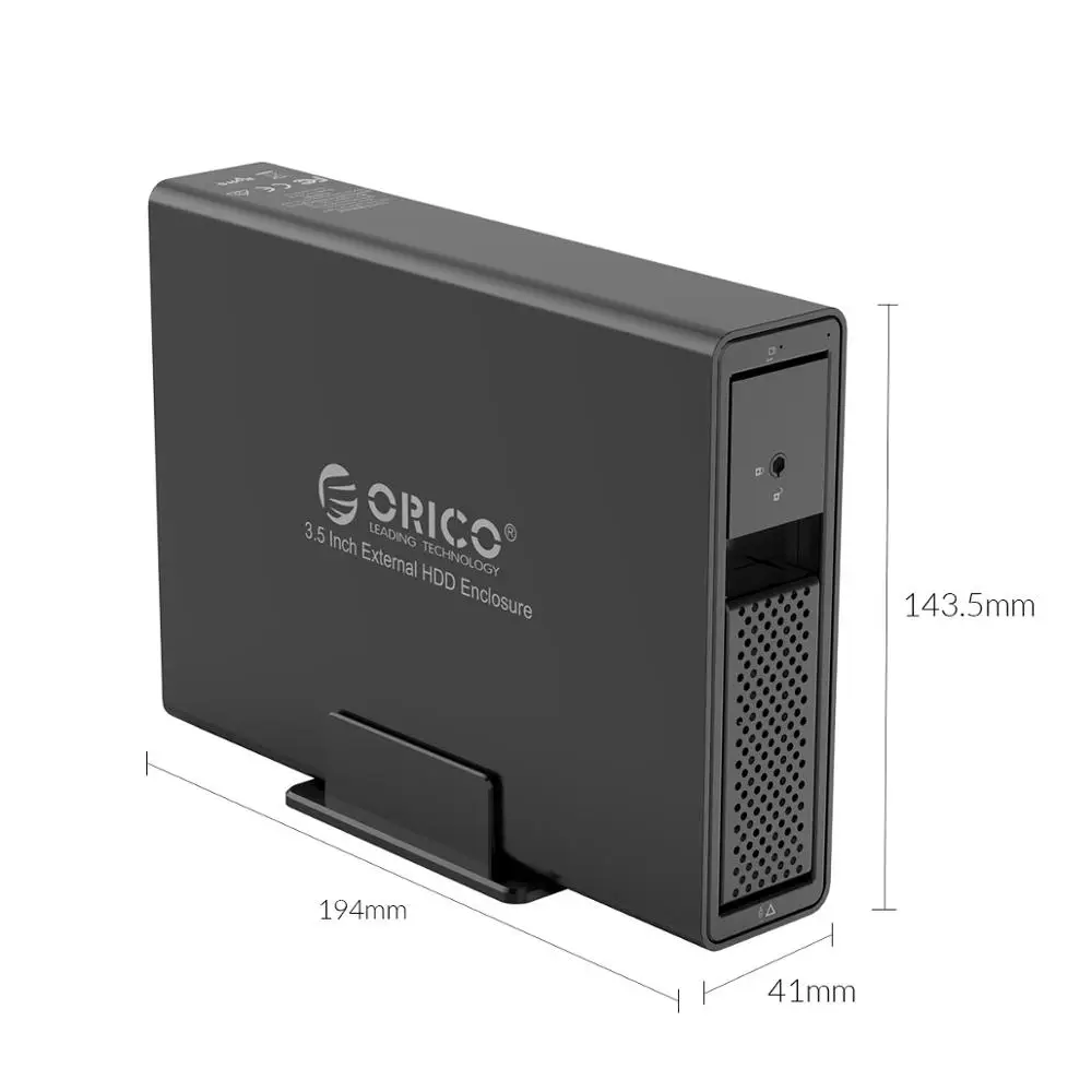 ORICO 3,5 дюйма 1 отсек HDD корпус алюминиевый USB3.0 для SATA 16 ТБ HDD док-станция с 24 Вт внешний источник питания
