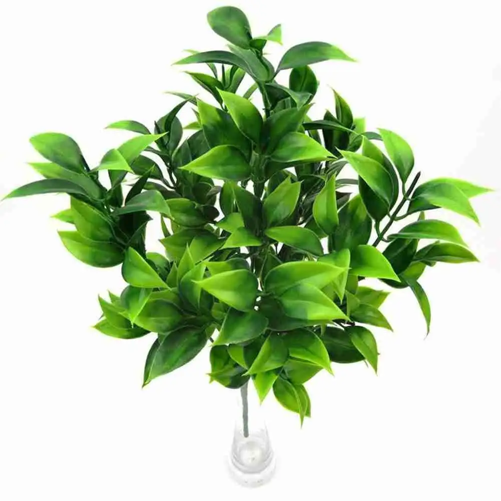 

7 Forks Artificial Orange Leaf Simulation Plants Fake Balcony Landscape Eucalyptus Home Garden Grass Decoration Accessories S4H1