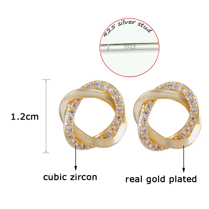 

SINLEERY Cute Small Crystal Stud Earring For Women Gold Silver Color Round Ear Earrings Fashion Jewelry ES583 SSO