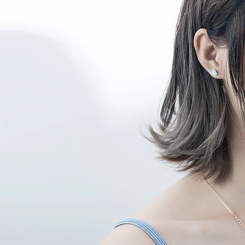 

925 Sterling Silver Tiny 8mmX5mm Clouds Stud Earrings for Women Girls Gift Fashion Cut Wedding Jewelry Bijoux Pendientes eh1112