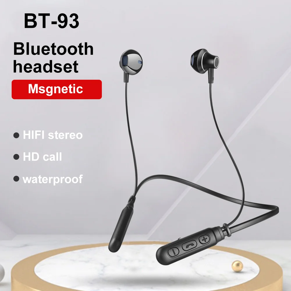 BT 93 Bluetooth 5 0 Беспроводная Спортивная bluetooth гарнитура черного цвета с