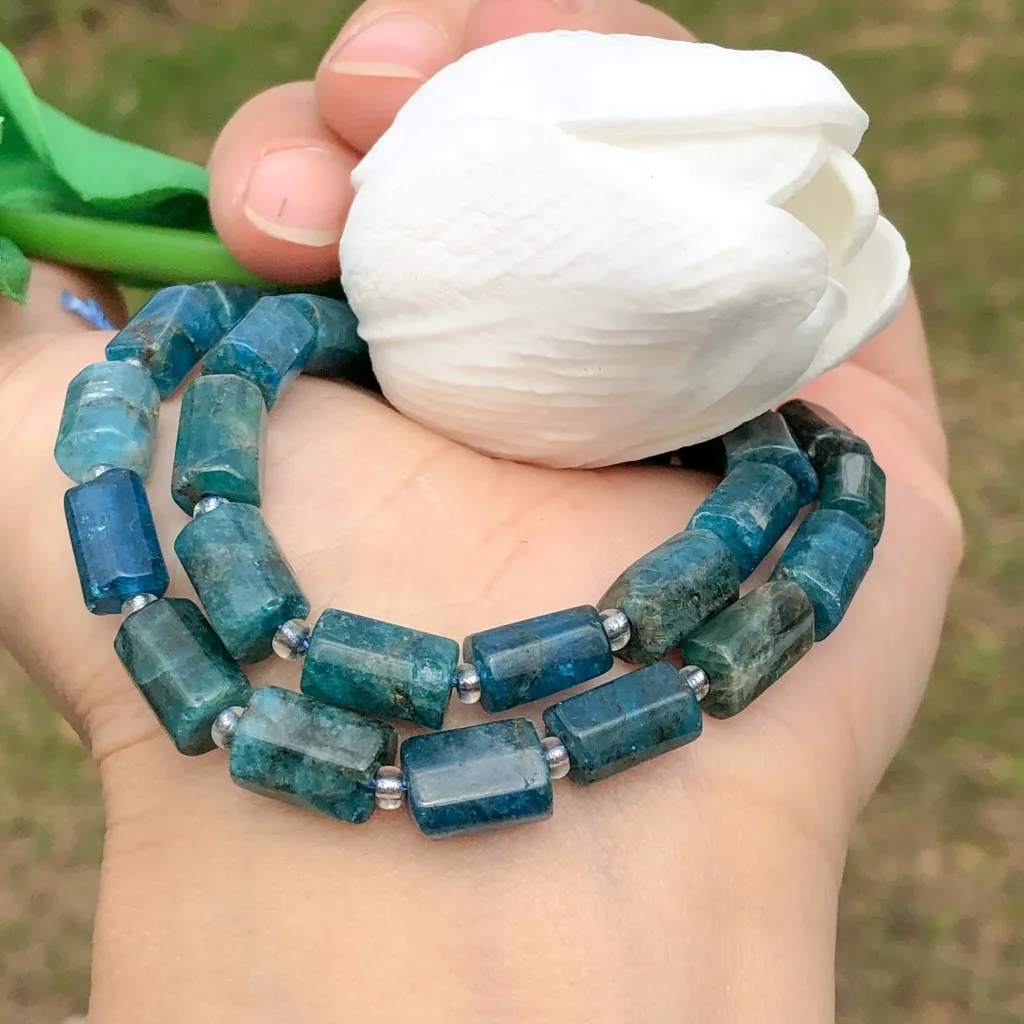 

8x11mm Natural Faceted Blue Apatite Stone Beads Cylinder Loose Spacer Beads For Making Jewelry DIY Bracelet Necklace Accessories