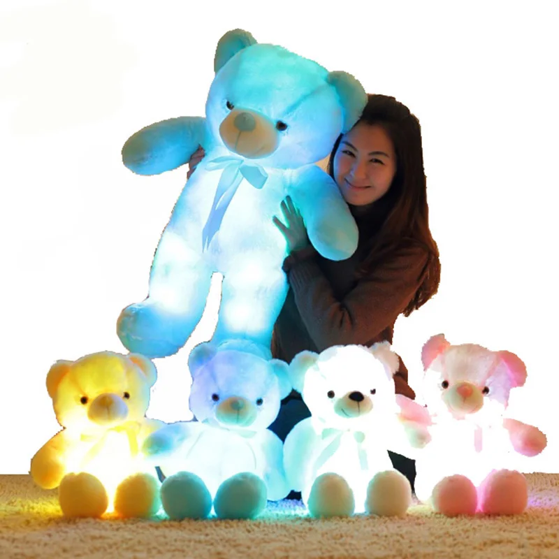 

50CM Creative Light Up LED Inductive Teddy Bear Stuffed Animals Plush Toy Colorful Glowing Teddy Bear Christmas Gift for Kids