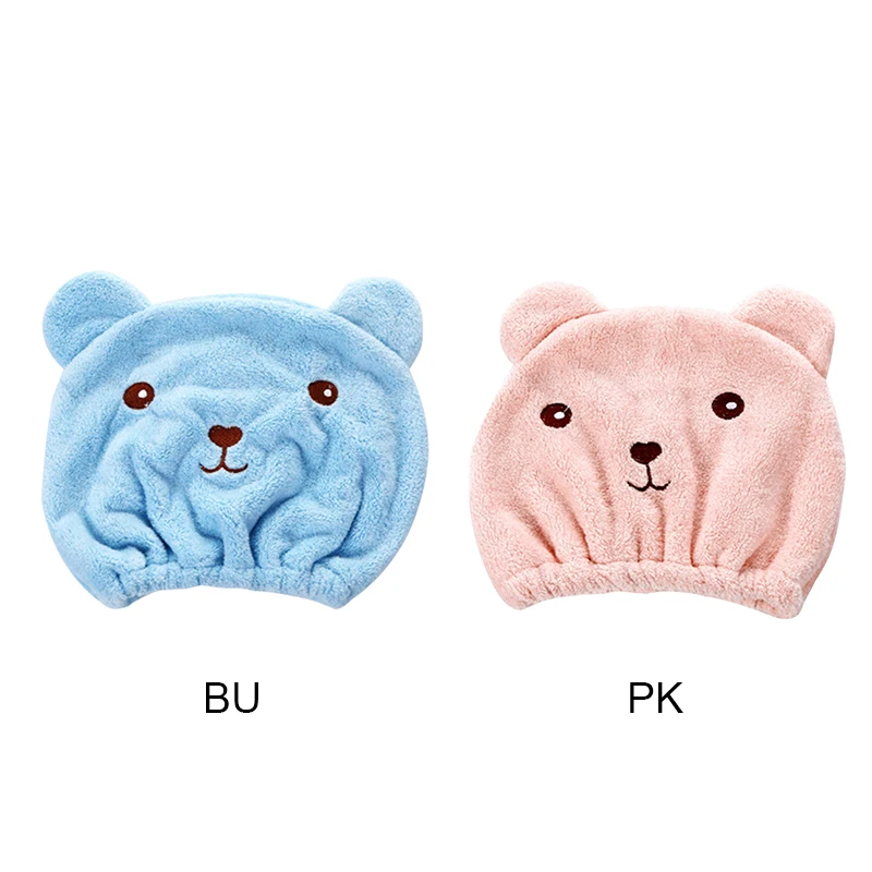 

Cartoon bear super thick coral cap fleece dry hair microfiber absorbent quick-drying Bath Cap Wrapped Towel Bathroom Accessories