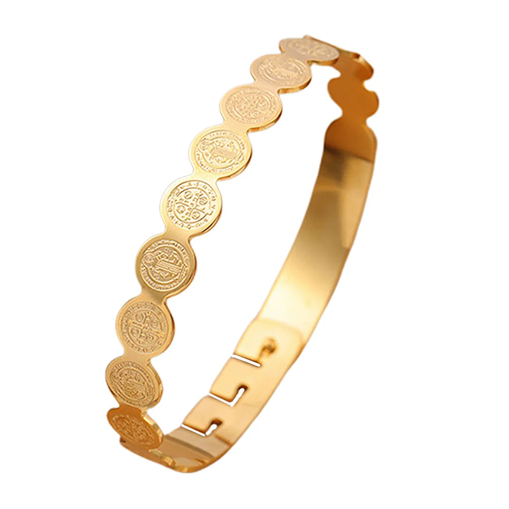1 шт. золотой браслет из нержавеющей стали модный регулируемый с Иисусом модные