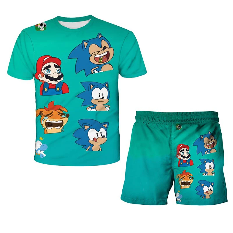

3D Print Sonic Kids Boys'/Girls' T-Shirt Novelty Fashion Funny Cute Style Tee Short Sleeve Children Cartoon Characters Suit