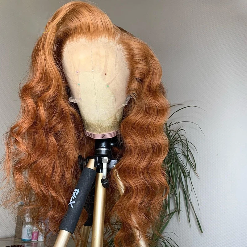 

Middle Part Body Wave Ginger Orange Lace Front Wig For Black Women BabyHair 26Inch Heat Resistant Preplucked Synthetic Cosplay