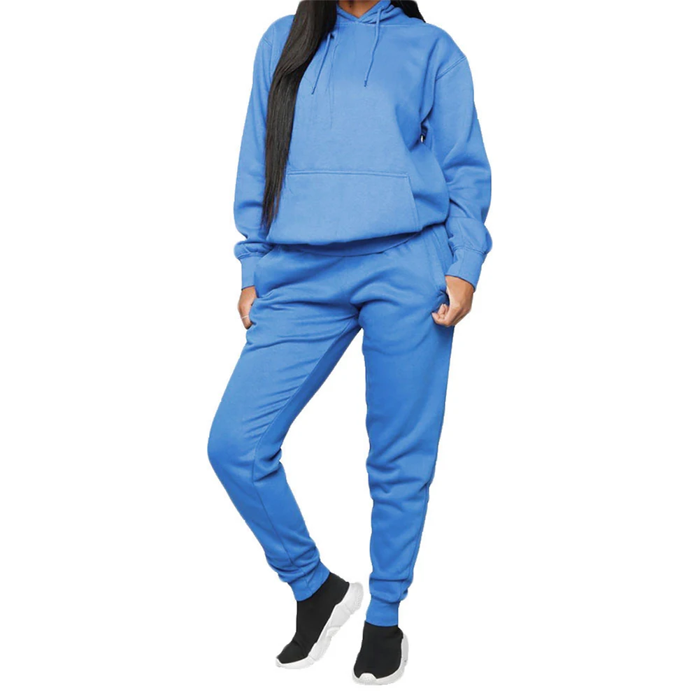 Женский Теплый комплект из двух предметов спортивные джоггеры с капюшоном