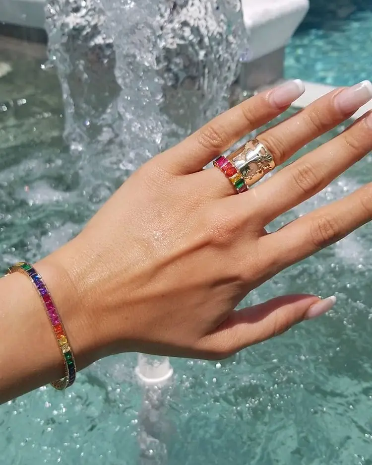 Оптовая продажа радужные серьги cz кольцо браслет позолота последняя мода