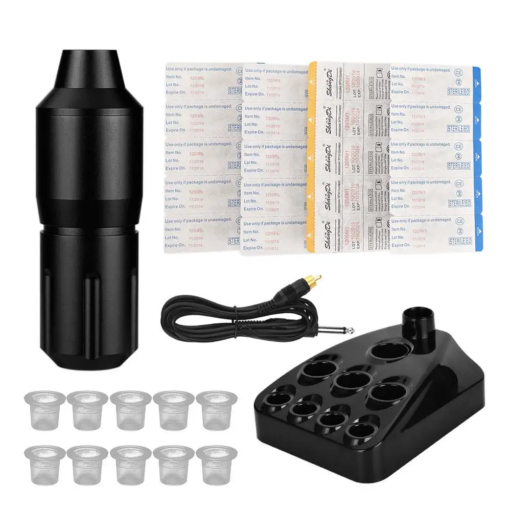 

BellyLady Powerful Black Aluminum Alloy Tattoo Machine Hexagonal Short Pen One Motor Kit WSTZ0616_04
