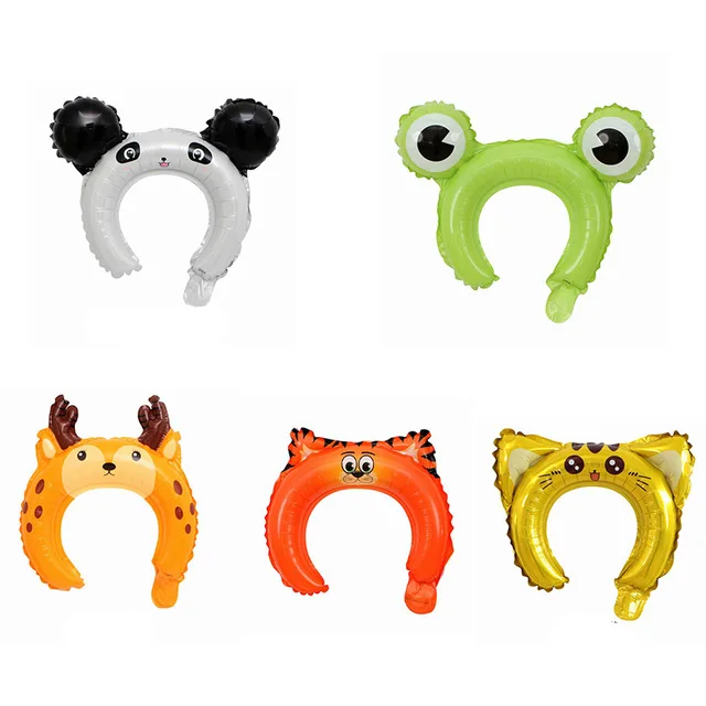 10pcs mix headband Вечерние шары в стиле сафари в джунглях, латексные шары в виде животных, воздушные гелиевые шары с цифрами, декор для детского дня рождения - Цвет: 10pcs mix headband