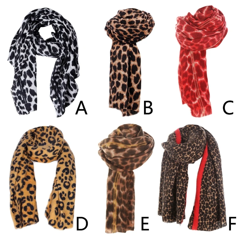 

200x90cm Womens Winter Pashmina Oversized Large Scarf Vintage Leopard Animal Printed Long Blanket Tassels Shawl Wrap Neck Warmer