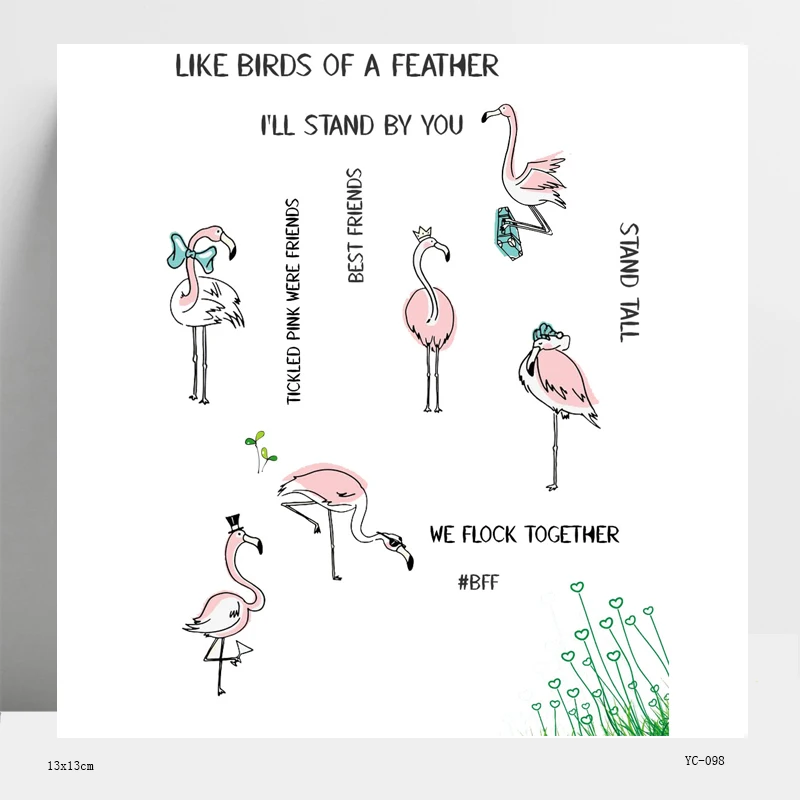 Прозрачные силиконовые штампы с Фламинго/печать для самостоятельного