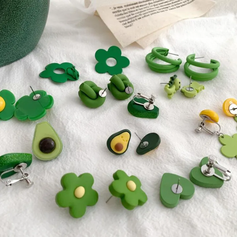 Новинка ретро зеленые серьги Timlee E074 индивидуальные гвоздики из сплава с сердцем