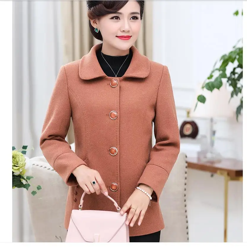 

2021 spring and autumn winter Long sleeve Women's woolen overcoat coat