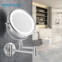 smartloc extendable led 8 inch 5x10x magnifying bathroom wall mounted mirror mural light vanity makeup bath cosmetic mirrors