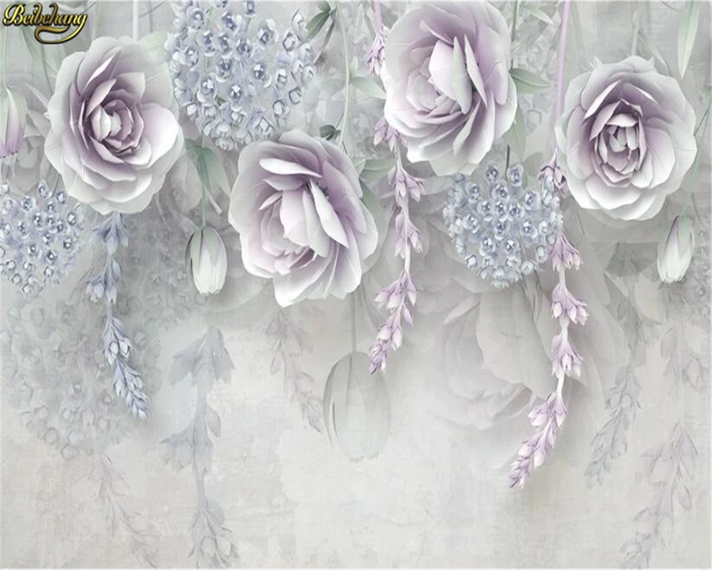 Обои на заказ настенная бумага лавандовый цветок 3d стерео рельефный ТВ фон стены