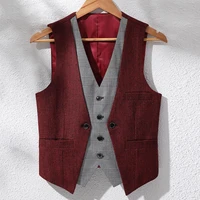 2020 mens vest casual casual layered double collar inlaid for wedding groomsmen greenbluegreengrey mens waistcoat vest