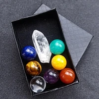 8pcsset natural stone crystal reiki gemstones chakras yoga healing energy stone quartz mineral ornaments home decor gifts box