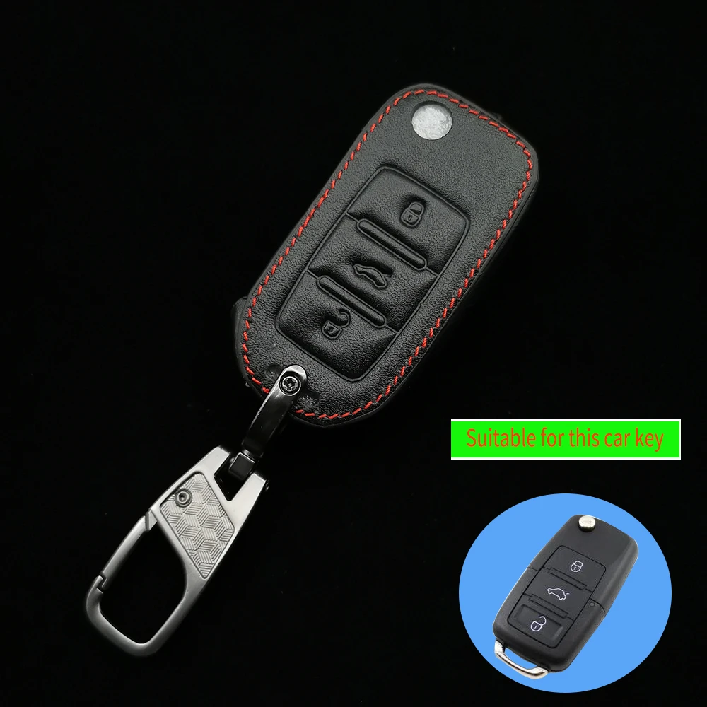 

Leather Key Cover For Volkswagen Polo Tiguan Passat B5 B6 B7 Golf 4 5 6 Mk6 Jetta Lavida For Skoda Octavia Protect Car Case