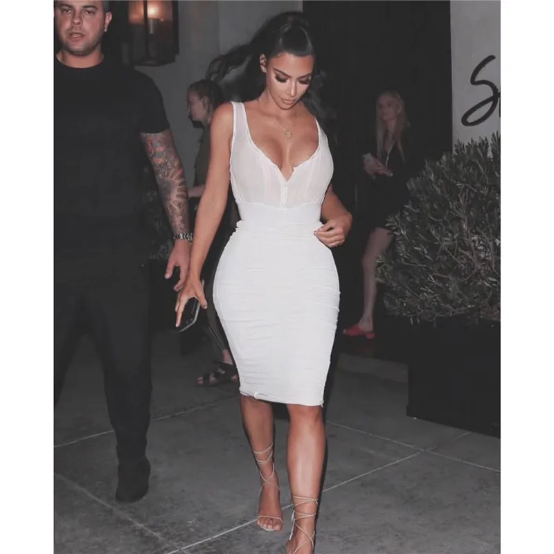 

High Quality Summer New Sexy Rayon Bandage Dress Mesh Women Bandage Dress White Party Night Club Bodycon Dress