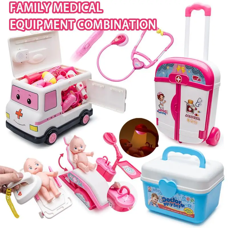 Children's Simulation Doctor Toy Suit Medicine Kit Toolbox Girl Nurse Boy Stethoscope Injection Toy Role Playing Play House Toy