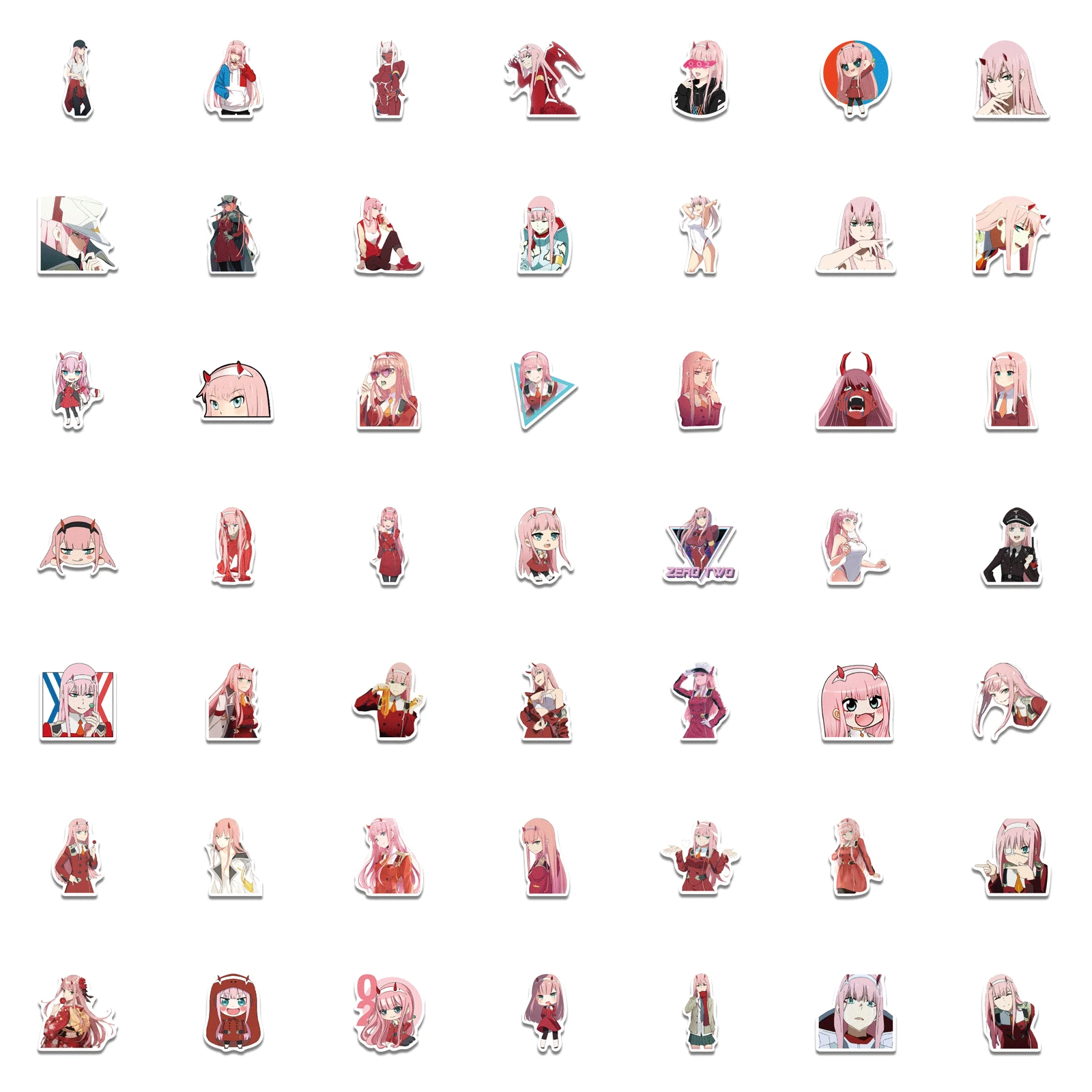 Pegatinas de Anime Darling in the Fanxx Zero Two 02 para port&aacute;til, equipaje, motocicleta, monopat&iacute;n, PVC, 10/50/100 Uds.-2