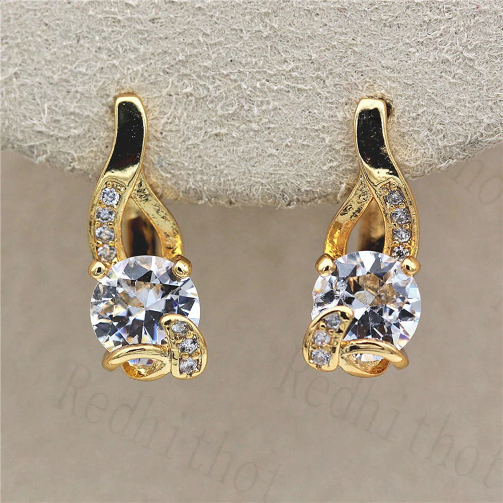 Новое поступление серьги кольца для женщин с круглым цирконием роскошные