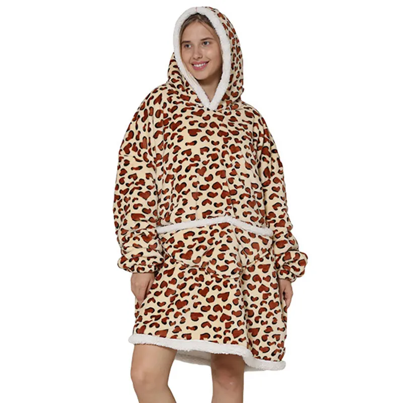 

Oversized Pocket Hoodie Blanket Sweatshirt Winter Warm Thick Fleece Hooded Unicorn Blankets Long-sleeved Wearable TV Blanket