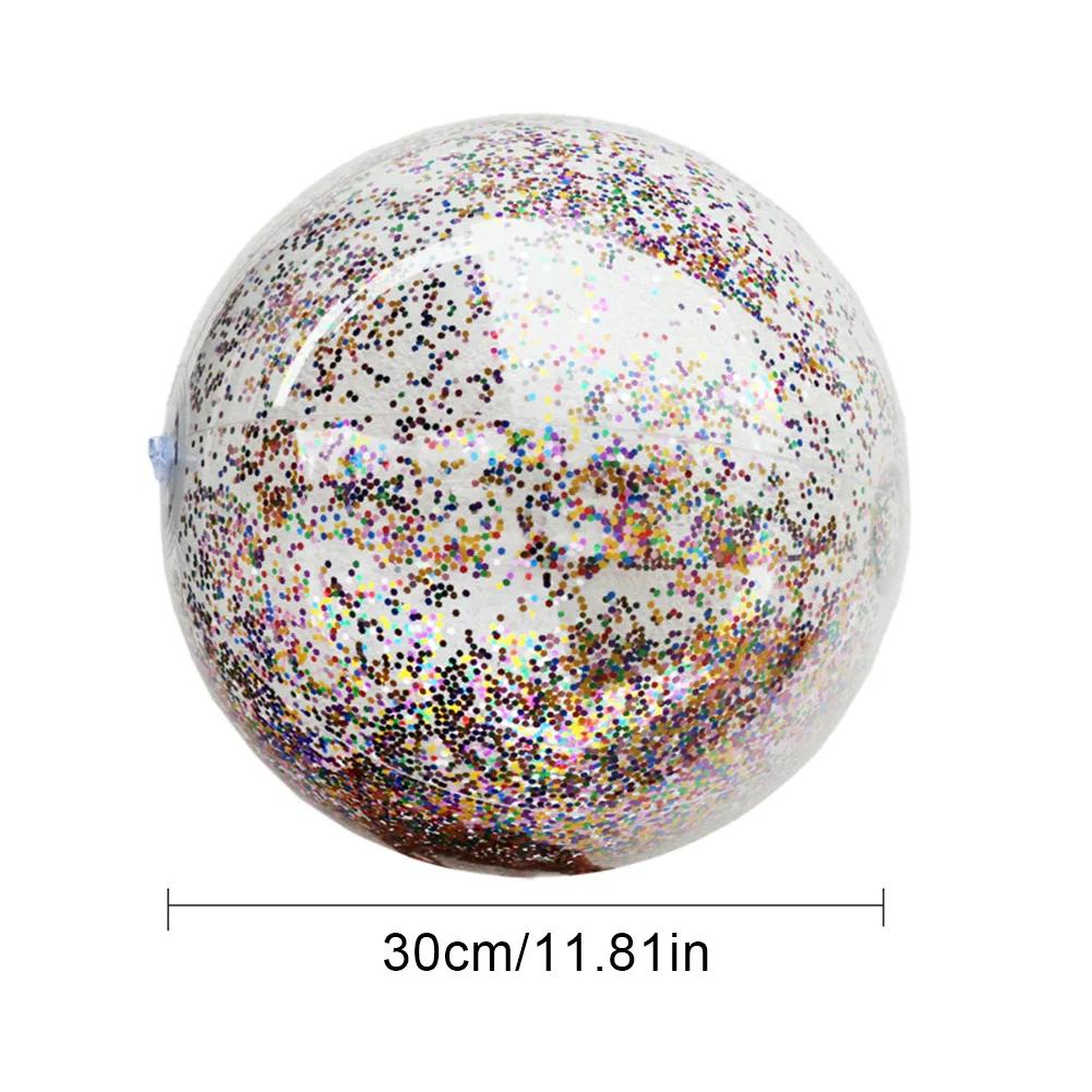 

OUTFUN 40cm / 30cm Transparent Clear Water Floating PVC Beach Ball With Sequins, Good Toy Ball As A Gift For Children