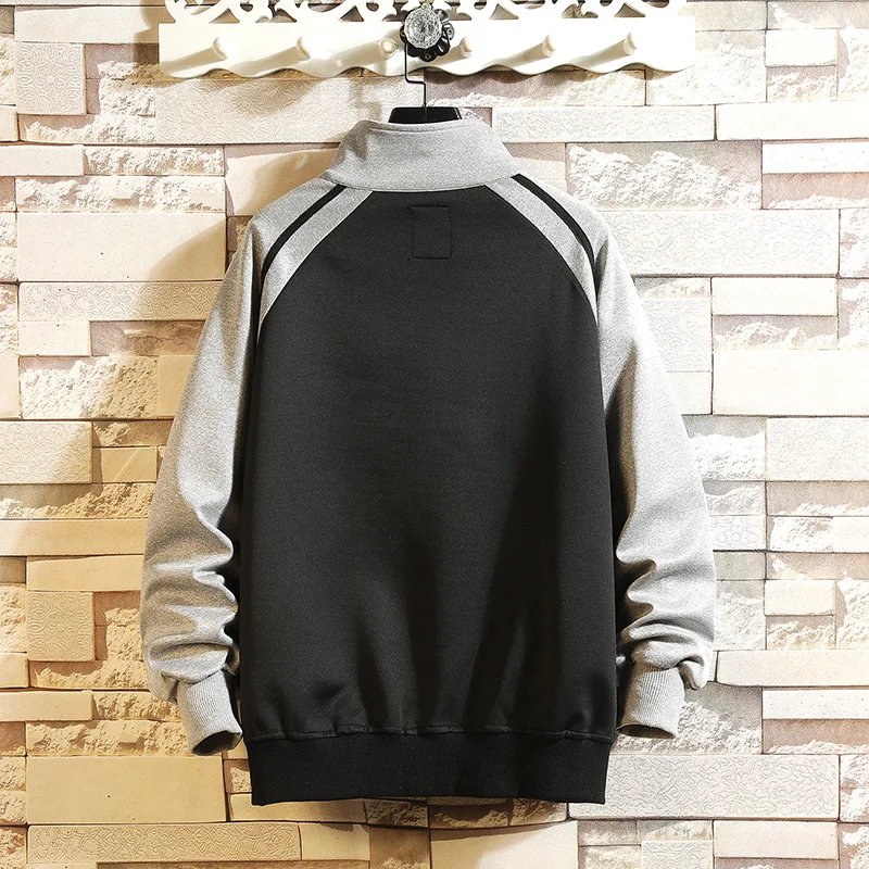 

2020 New Spring Fashion Stand Collar Patchwork Casual Jacket Men Zipper Outerwear Coat Big Size M-5XL
