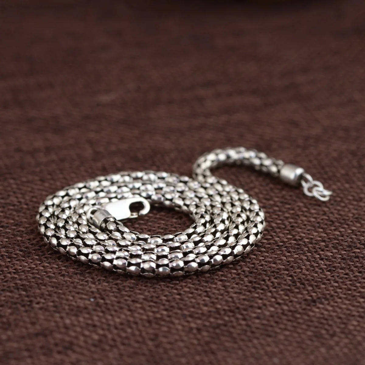 

Thai Silver Jewelry Female Models Simple Fashion Antique Popcorn Chain New Gift S925 Silver Necklace