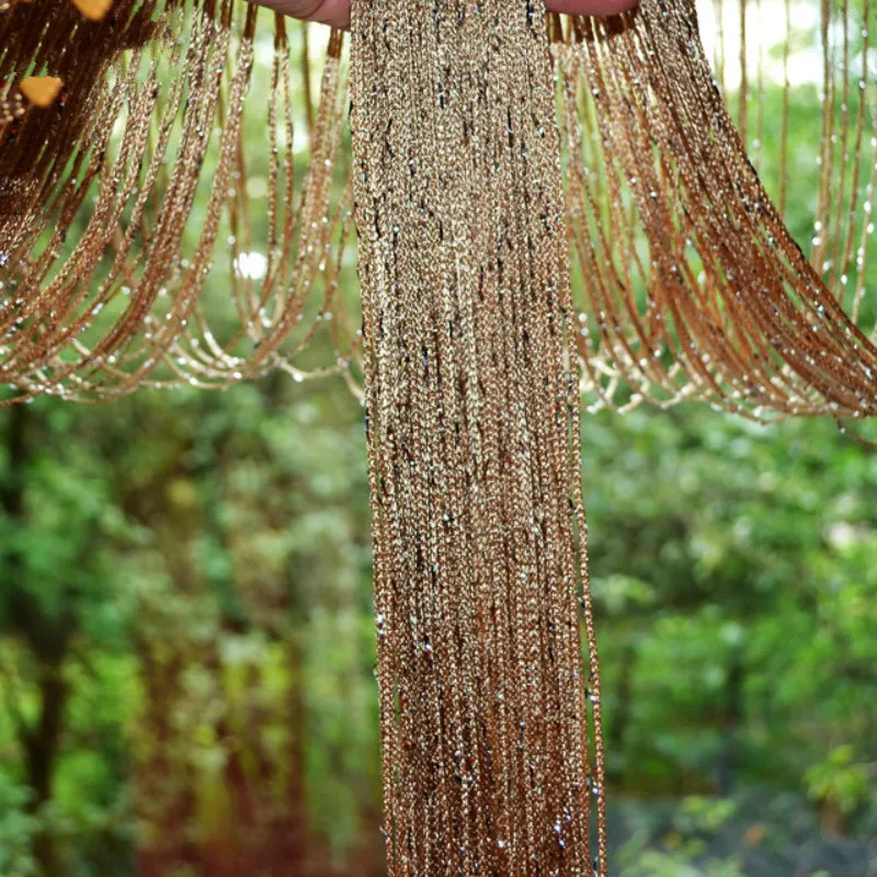 Блестящие занавески с серебряной нитью Украшенные бусинами оконные балдахины