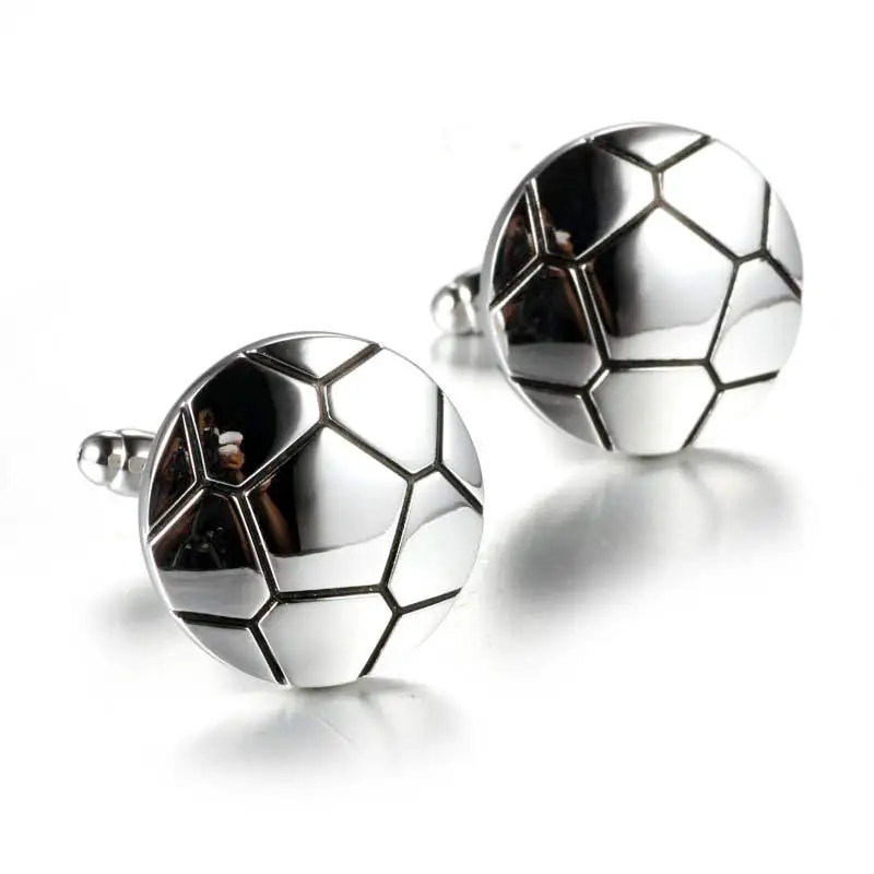 Серебряные запонки для мужчин модные серебристые Цвет футбольный мяч круглый