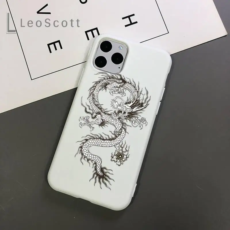 

Dragon Chinese style art totem Phone Case Candy Color for iPhone 11 12 mini pro XS MAX 8 7 6 6S Plus X 5S SE 2020 XR accessorie