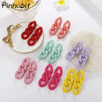 acrylic chain drop earrings candy color red yellow pink purple hollow ear jewelry cute leather feel lacquer soft earrings