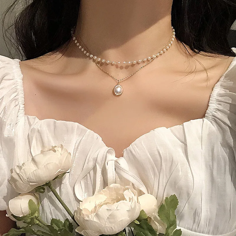 

FNIO Vintage Multilayer Crystal Pendant Necklace Women Gold Color Beads Moon Star Horn Crescent Choker Necklaces Jewelry